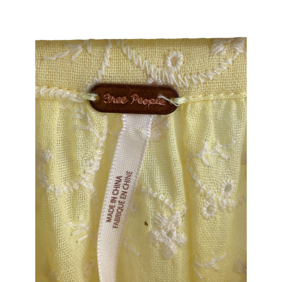 Free People Womens Down From The Clouds Button Down Blouse Yellow SZ M - Picture 6 of 8